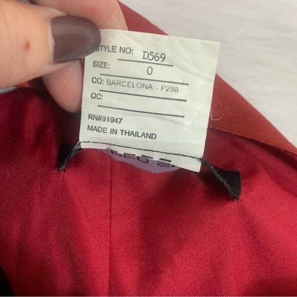 Alfred Sung Cap Sleeve Red Cocktail Gown Size 0 T0390 - Picture 6 of 6